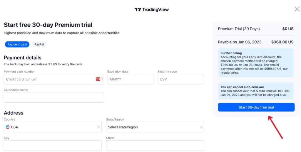 TradingView Free Trial Signup 7