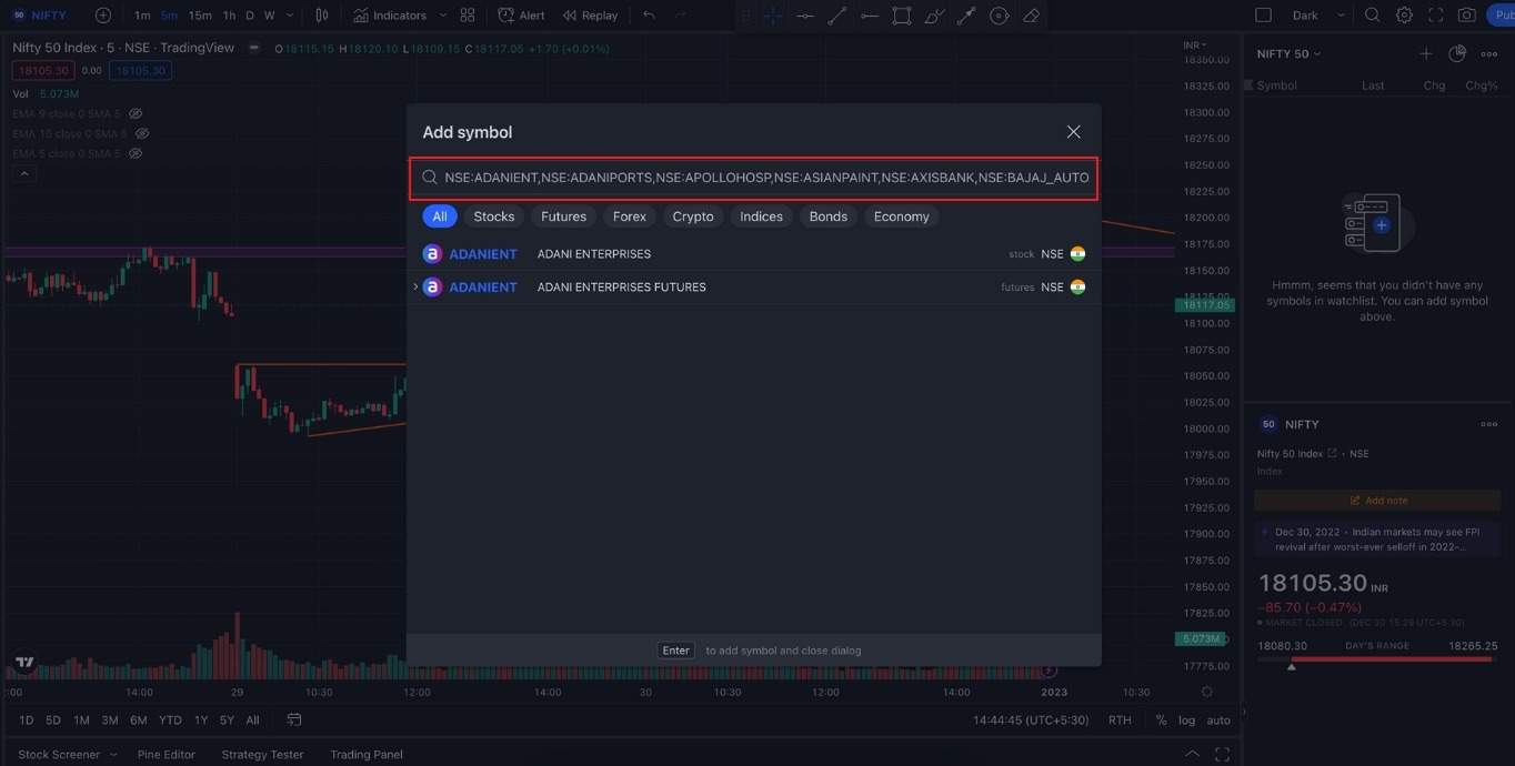 All NIFTY 50 Stocks to TradingView Watchlist