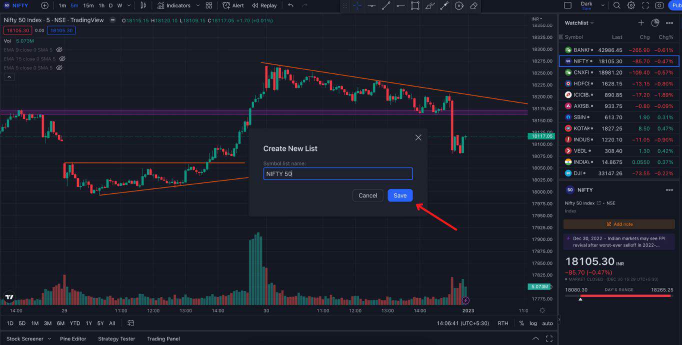 TradingView Create Watchlist