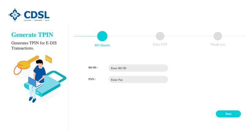 CDSL TPIN Generate Page