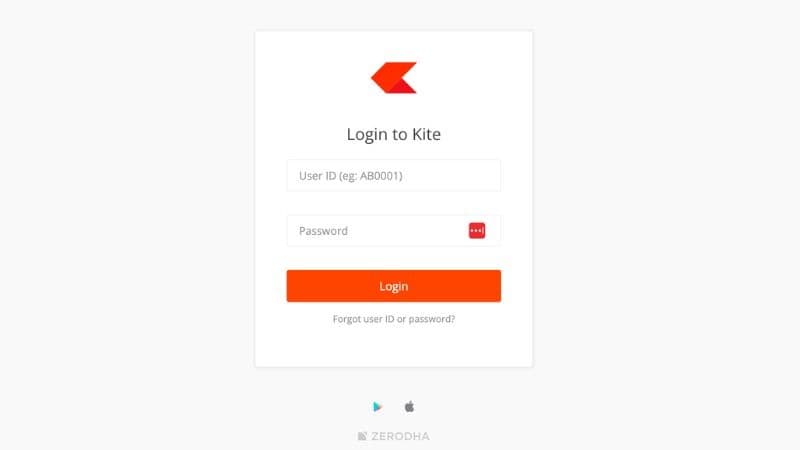 Zerodha Kite Login Page