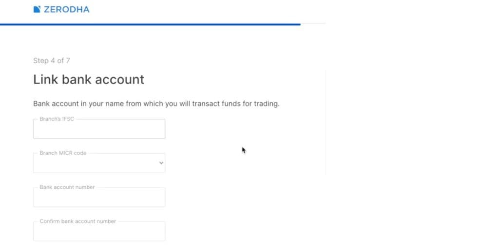 Zerodha Account Sign Up- Bank Details