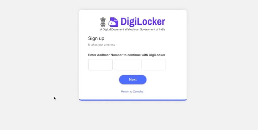 Zerodha Account Sign Up- DigiLocker Verification