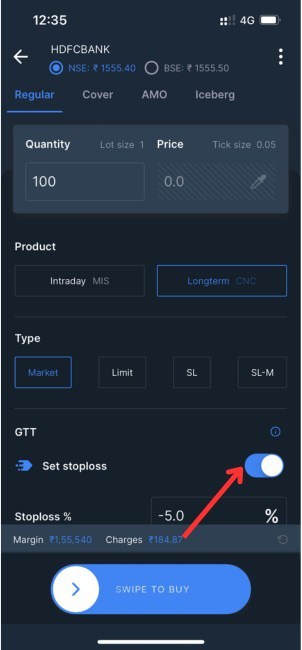 Set Stoploss in Zerodha