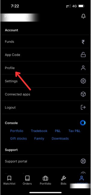 Zerodha Profile Settings