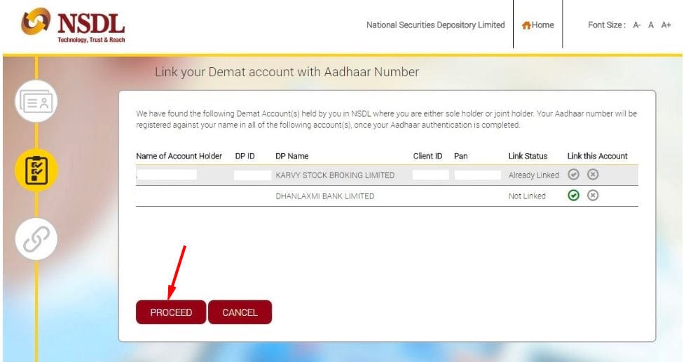 Link Aadhaar to Demat Online